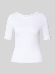 t-shirt z okrągłym dekoltem i falistym wykończeniem od zero - 42