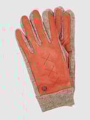 Touchscreen-handschoenen van leer en knitwear van Pearlwood Oranje - 15