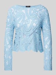 Sweter z dzianiny z haftem angielskim od monari - 37