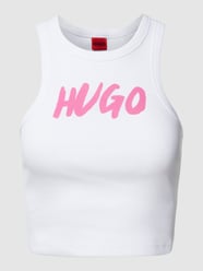 Top krótki z nadrukiem z logo model ‘Delove’ od HUGO Biały - 21