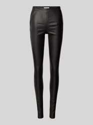 Skinny Fit Hose in Leder-Optik Modell 'Belle' von Object Schwarz - 4