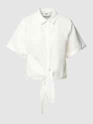 Blouseshirt met linnen en vetersluiting, model 'Bois' van Another Label Wit - 3