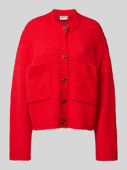 Oversized gebreid jack met wol en knoopsluiting van Jake*s Casual Rood - 18