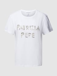 T-shirt met labelapplicatie, model 'MAGLIA' van Patrizia Pepe Wit - 5