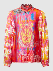 Blouse van viscose met all-over motief, model 'GOOD VIBES SUN' van miss goodlife Oranje - 28