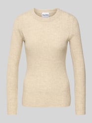 Strickpullover mit gerippten Abschlüsse Modell 'BIBI' von Kujten Beige - 43