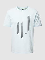 T-shirt z bawełny z detalem z logo od BOSS Green Niebieski - 46