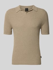 Slim Fit Strick-Poloshirt mit Strukturmuster von bugatti Beige - 1
