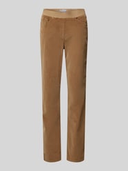 Slim fit broek van fijne corduroy met elastische band van Raphaela By Brax Bruin - 18