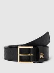 Ledergürtel mit Allover-Logo von Tommy Hilfiger Grau / Schwarz - 33