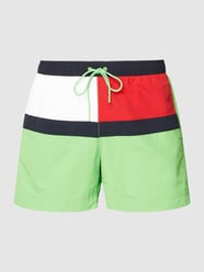 Regular Fit Badehose mit Eingrifftaschen Modell 'DRAWSTRING' von Tommy Hilfiger Grün - 39