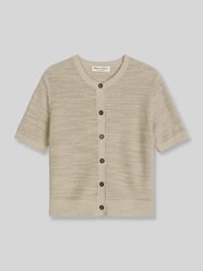 Loose Fit Strickjacke aus Baumwolle-Leinen-Mix von Marc O'Polo Beige - 32