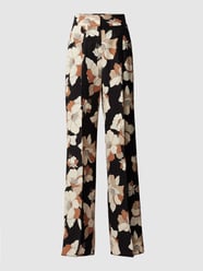Bundfaltenhose mit weitem Bein und Allover-Muster von Max Mara Studio Schwarz - 30