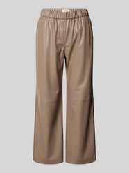 Bootcut-broek in leerlook van comma Beige - 27