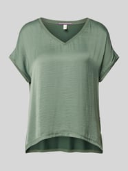 T-shirt met afgeronde V-hals van QS Groen - 9