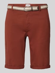 Slim fit bermuda met riem van Lindbergh Rood - 19