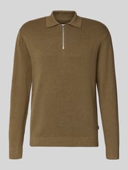 Sweter z dzianiny z prążkowanymi wykończeniami model ‘MILANO’ od JACK & JONES Premium - 1