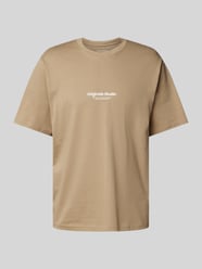 T-Shirt mit Label-Print Modell 'VESTERBRO' von Jack & Jones Beige - 34