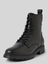 Schnürboots aus Leder mit Zugschlaufe von Tamaris Schwarz - 36