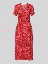 Midikleid aus Viskose mit Knopfleiste und Bindegürtel von Apricot - 2