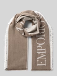 Schal mit Label-Detail und Fransen von Emporio Armani Beige - 31
