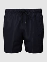 PLUS SIZE Badehose mit Label-Details Modell 'Drawstring' von Tommy Hilfiger Big & Tall Blau - 20