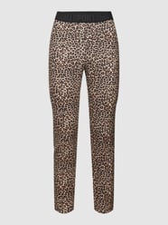 Bandplooibroek met dierenprint van Marc Cain Zwart - 45
