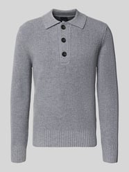 Sweter z dzianiny z wykładanym kołnierzem i listwą guzikową od bugatti - 23