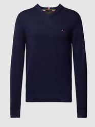 Gebreide pullover met V-hals, model 'PIMA' van Tommy Hilfiger Rood - 18