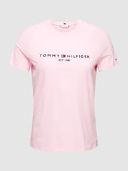 T-shirt PLUS SIZE z wyhaftowanym logo od Tommy Hilfiger Curve Różowy - 15