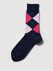 Socken mit Zickzack-Muster Modell 'Queen' von Burlington Blau - 20