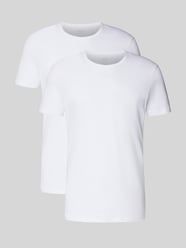 t-shirt z prążkowanym okrągłym dekoltem w zestaw 2 szt. od SNOCKS - 22