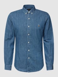 Slim Fit Jeanshemd mit Button-Down-Kragen von Polo Ralph Lauren Blau - 34