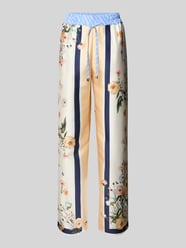 Wide fit stoffen broek van satijn van Liu Jo White Beige - 6