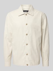 Loose fit overshirt van een mix van katoen en linnen van Marc O'Polo Beige - 4