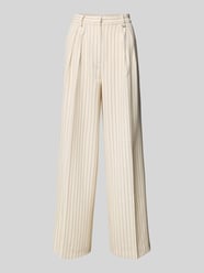 Wide leg stoffen broek met bandplooien, model 'Elaine' van LeGer by Lena Gercke Beige - 7