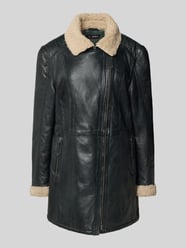 Lederjacke mit Teddyfell und Zweiwege-Reißverschluss von Cabrini - 11