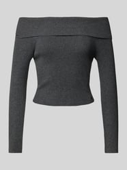 Gebreide pullover in off shoulder-design, model 'NINA' van Guess Grijs / zwart - 19