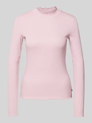 Slim Fit Langarmshirt aus Baumwoll-Mix mit Frill-Abschlüssen von Tom Tailor Denim Pink - 34