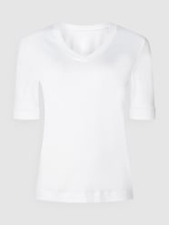 T-shirt z efektem prążkowania od Marc Cain Biały - 3