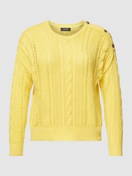Sweter PLUS SIZE z dzianiny ze ściegiem warkoczowym model ‘YENFLED’ od Lauren Ralph Lauren Curve Żółty - 21
