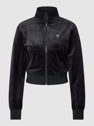 Cropped Sweatjacke mit Strasssteinbesatz von Guess Activewear Schwarz - 14