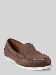 Loafersy z prawdziwej skóry bydlęcej welurowej model 'MERTON' od Polo Ralph Lauren - 18