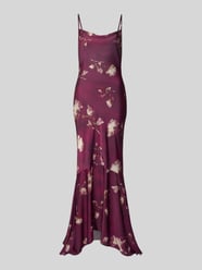Avondjurk met spaghettibandjes en all-over bloemenprint van Rinascimento Bordeaux - 5