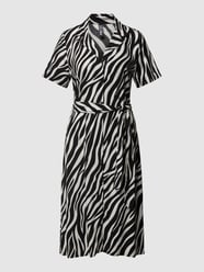 Midi-jurk van pure viscose met V-hals, model 'OLIVIA' van Pieces Grijs / zwart - 35