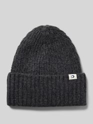 Beanie aus Rippstrick mit Logo-Patch am Umschlag von Tom Tailor Denim Grau - 45