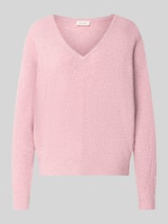 Sweter z dzianiny z dodatkiem lnu model 'DAMSVILLE' od American Vintage Fuksjowy - 9