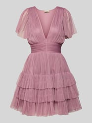 Cocktailkleid im Stufen-Look mit V-Ausschnitt von Lace & Beads Pink - 48