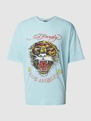 T-Shirt aus Baumwolle mit Motiv-Print von Ed Hardy Blau - 39