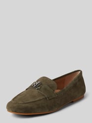 Leren loafers met labelapplicatie, model 'AVERI III' van Lauren Ralph Lauren Groen - 34